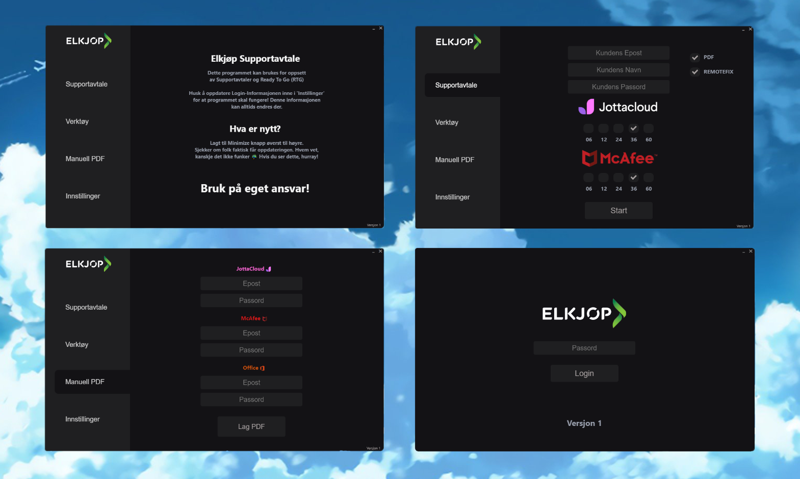 Screenshot of Support Agreement